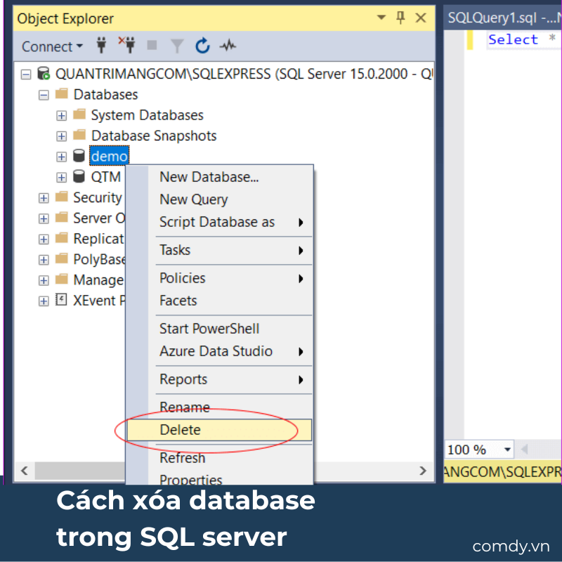 Cách xóa database trong SQL server