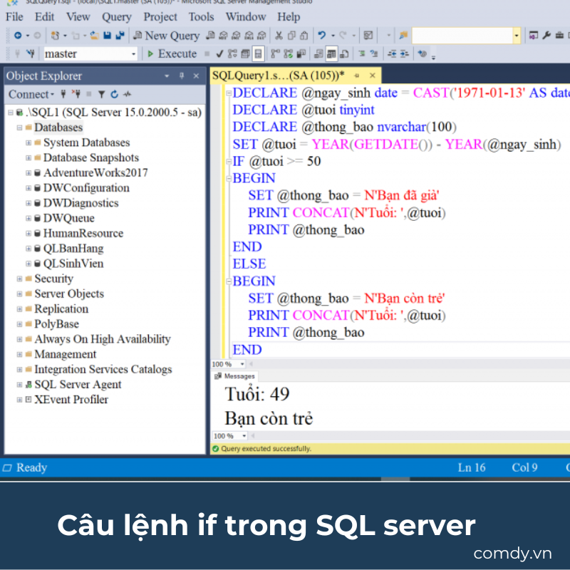 Câu lệnh if trong SQL server