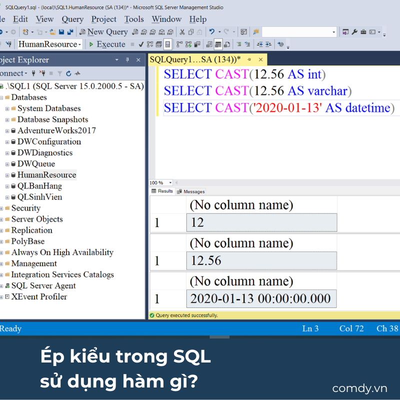 Ép kiểu trong SQL sử dụng hàm gì