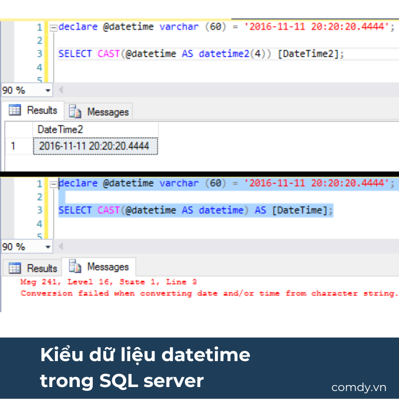 Kiểu dữ liệu datetime trong SQL server