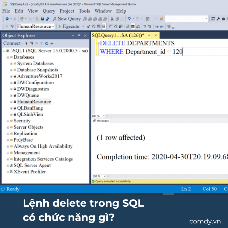 Lệnh delete trong SQL có chức năng gì