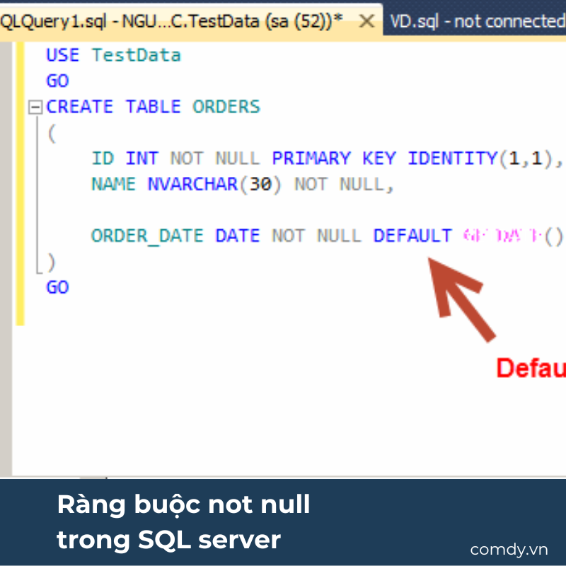 Ràng buộc not null trong SQL server