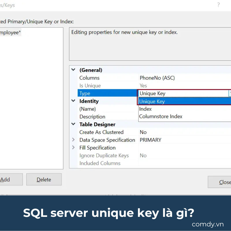 SQL server unique key là gì