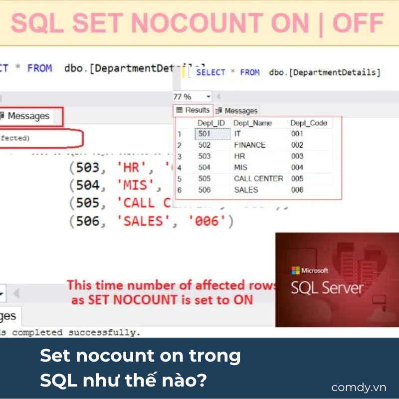 Set nocount on trong SQL như thế nào