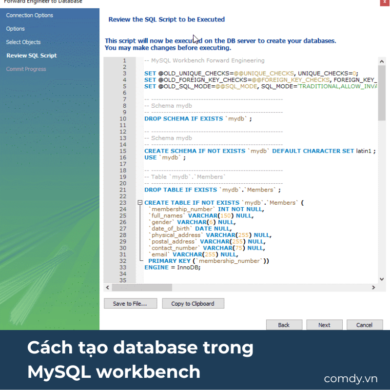 Cách tạo database trong MySQL workbench
