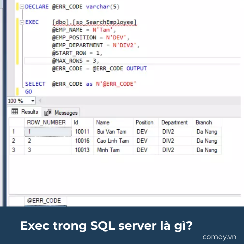 Exec trong SQL server là gì