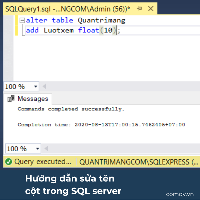 Hướng dẫn sửa tên cột trong SQL server